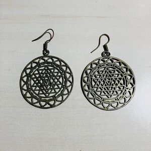 Intricate Boho Brass Gold Mandala Earrings